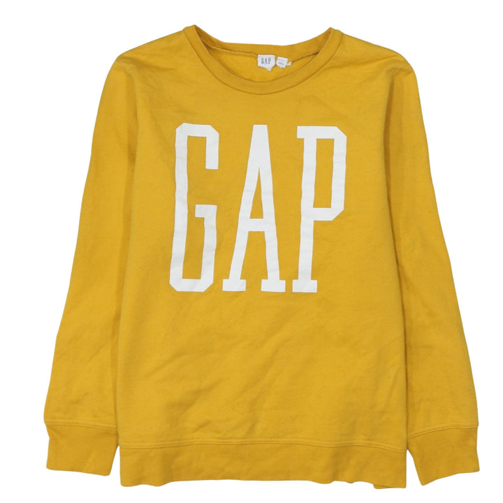 GAP Womens Yellow Logo Pullover Sweatshirt L Cotton Blend
