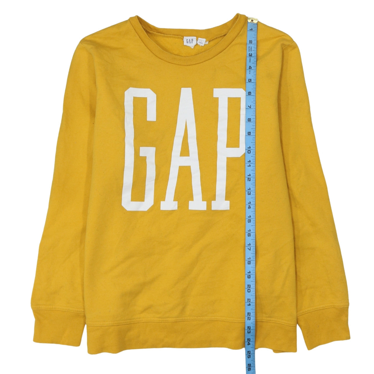 GAP Womens Yellow Logo Pullover Sweatshirt L Cotton Blend