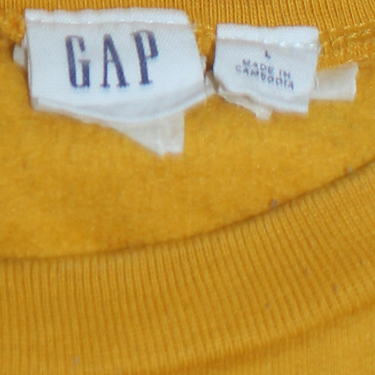 GAP Womens Yellow Logo Pullover Sweatshirt L Cotton Blend