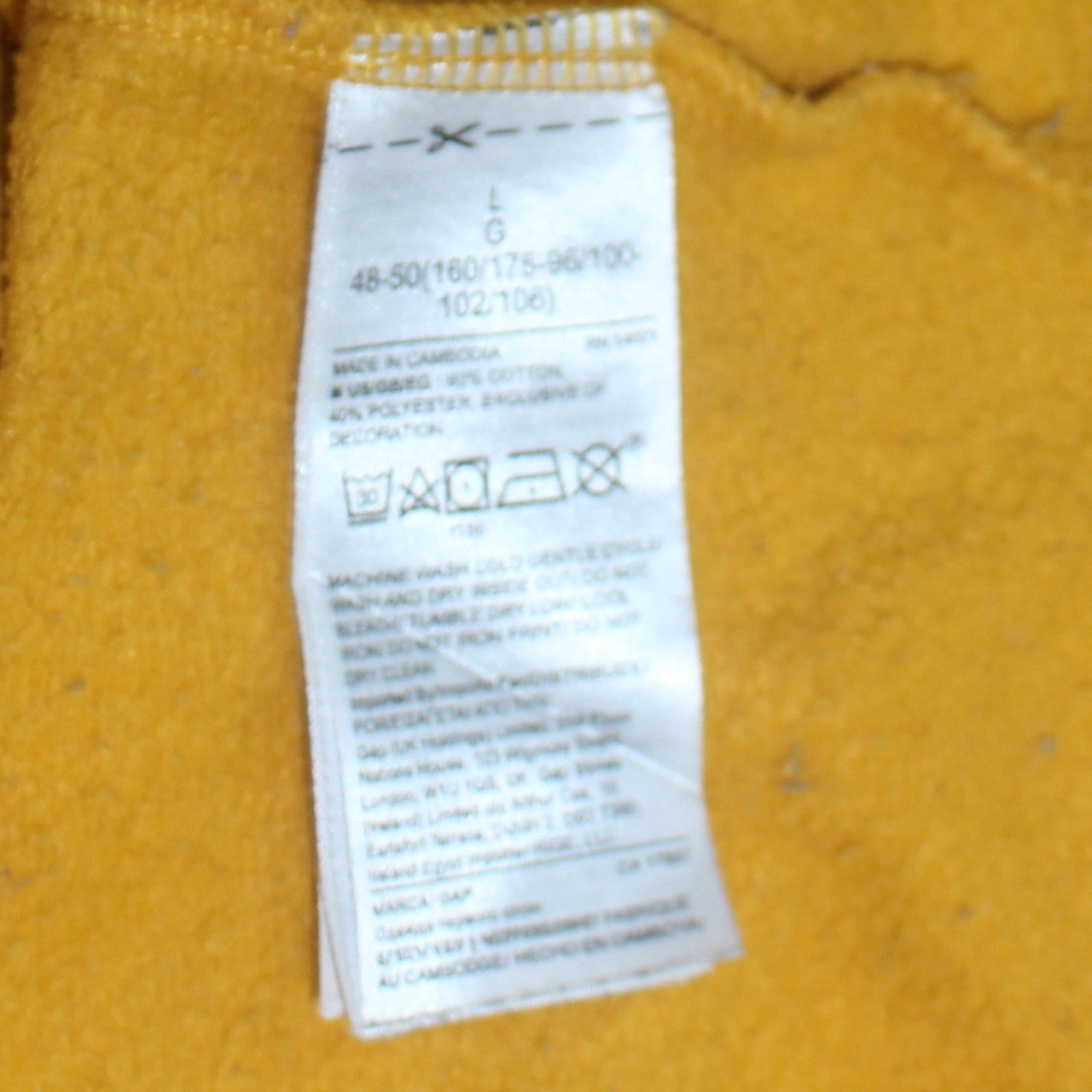 GAP Womens Yellow Logo Pullover Sweatshirt L Cotton Blend