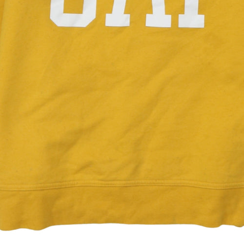 GAP Womens Yellow Logo Pullover Sweatshirt L Cotton Blend