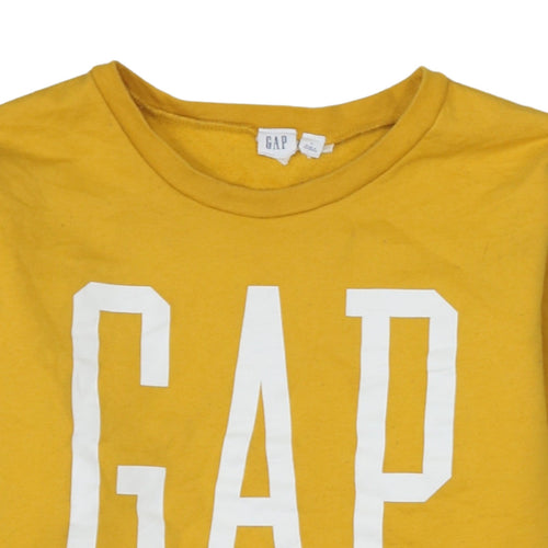 GAP Womens Yellow Logo Pullover Sweatshirt L Cotton Blend