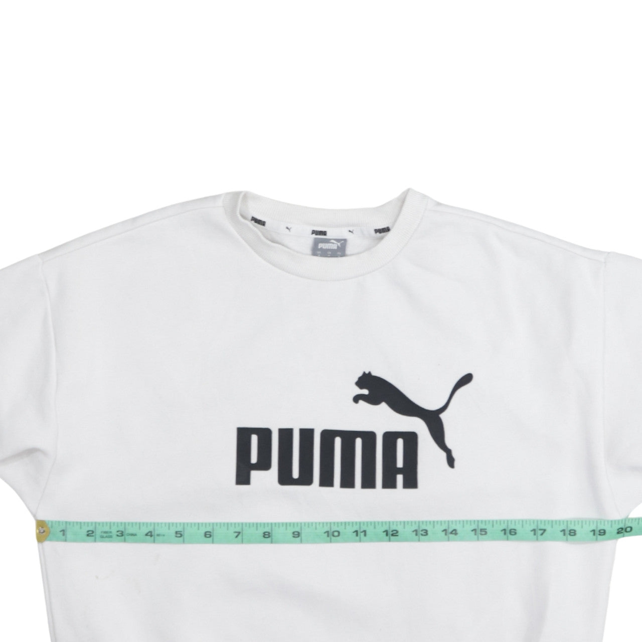 Puma Women's White Small Logo Crew Neck Pullover Sweatshirt