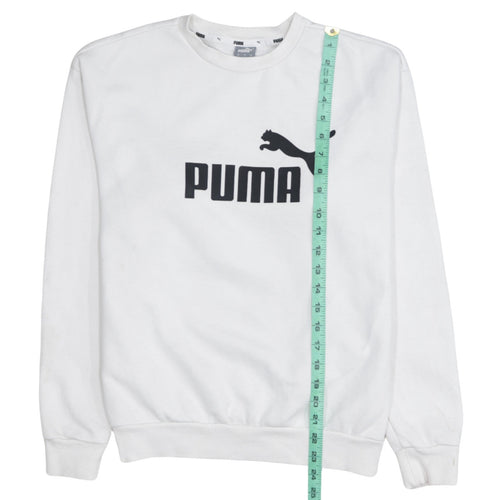 Puma Women's White Small Logo Crew Neck Pullover Sweatshirt