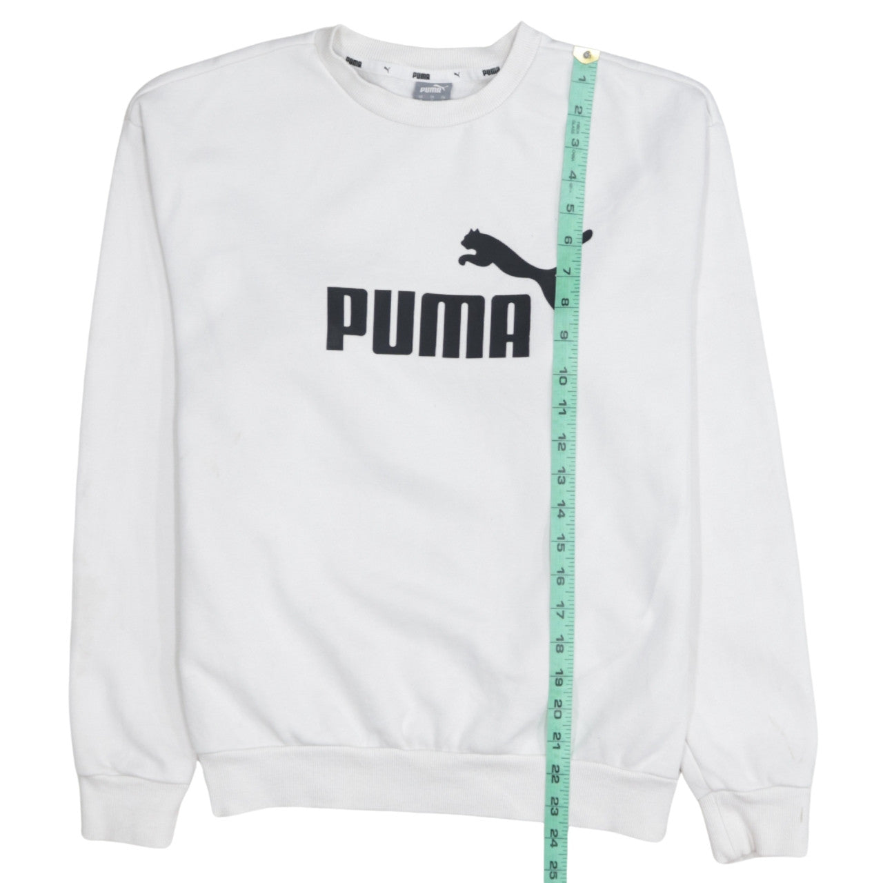 Puma Women's White Small Logo Crew Neck Pullover Sweatshirt