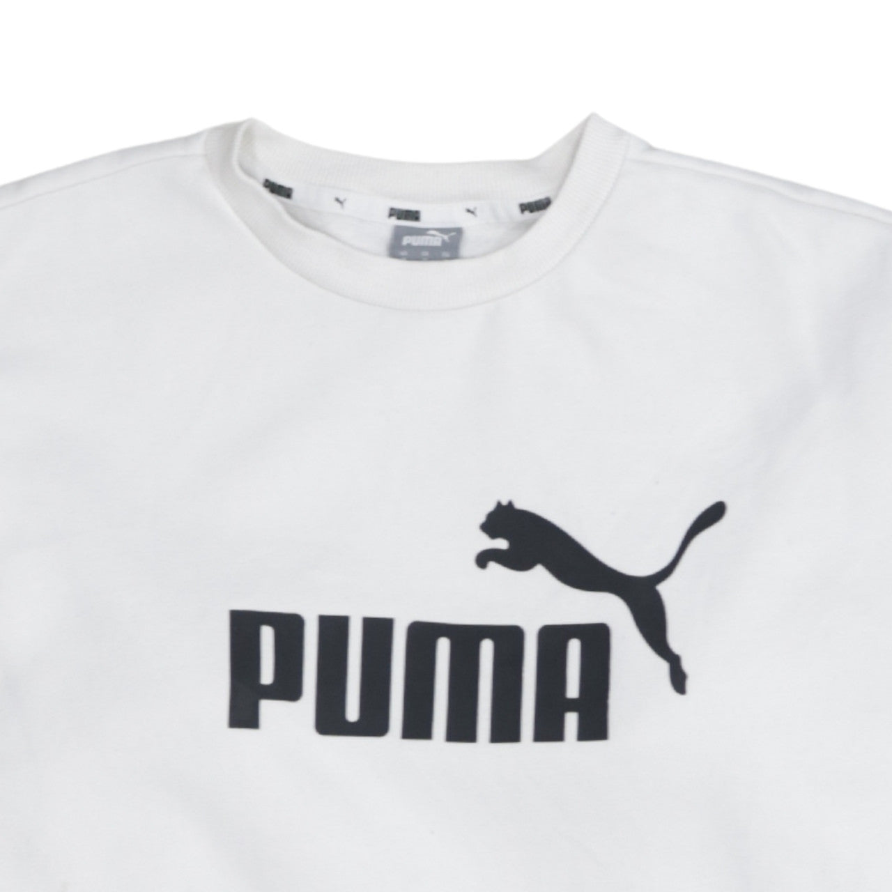 Puma Women's White Small Logo Crew Neck Pullover Sweatshirt