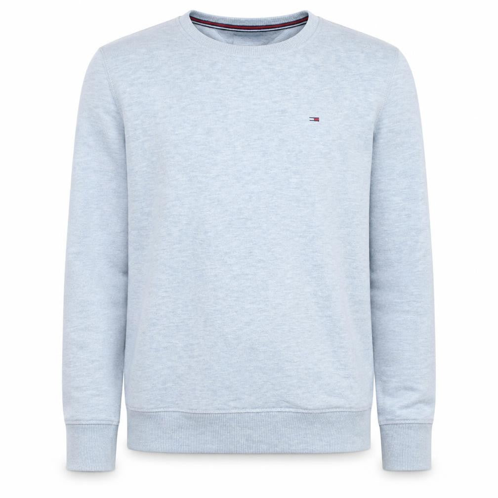 Front view of Tommy Jeans Men's Grey Regular Fit Crew Neck Sweatshirt, size S