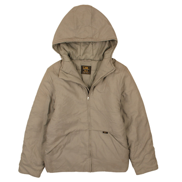 Lee Men's Beige Hooded Padded Jacket Size M Cotton Blend Casual