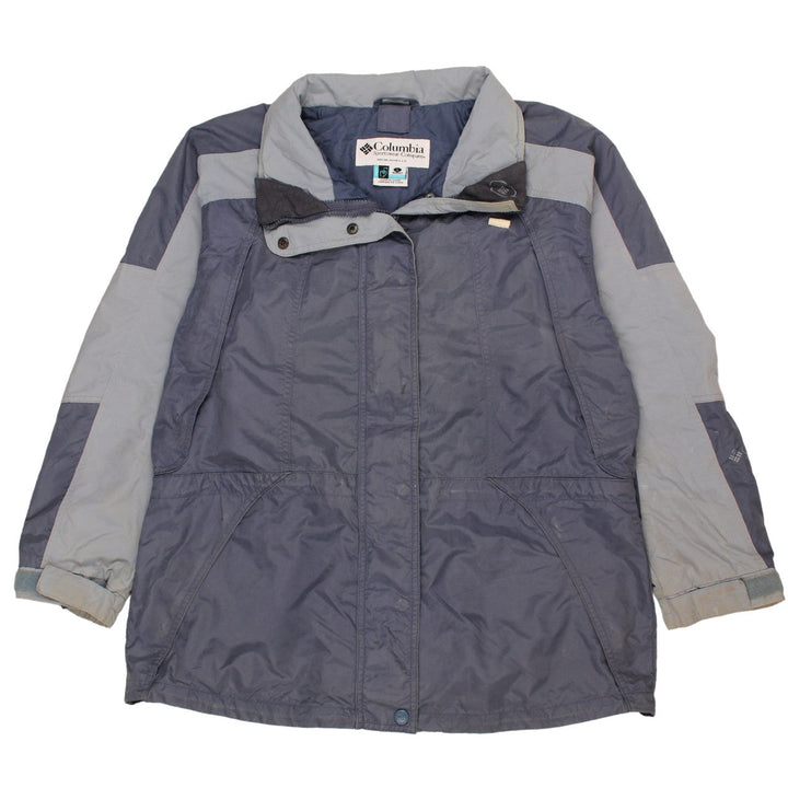 Columbia Women's Blue Long Parka Jacket L Waterproof Outdoor