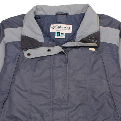 Columbia Women's Blue Long Parka Jacket L Waterproof Outdoor
