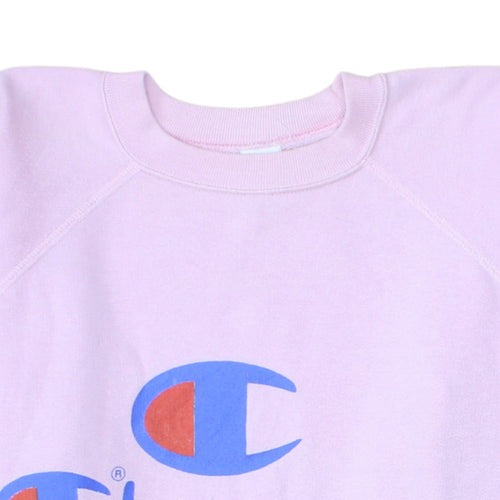 Champion Women's Pink Pullover Sweatshirt L Cotton Blend Crew Neck