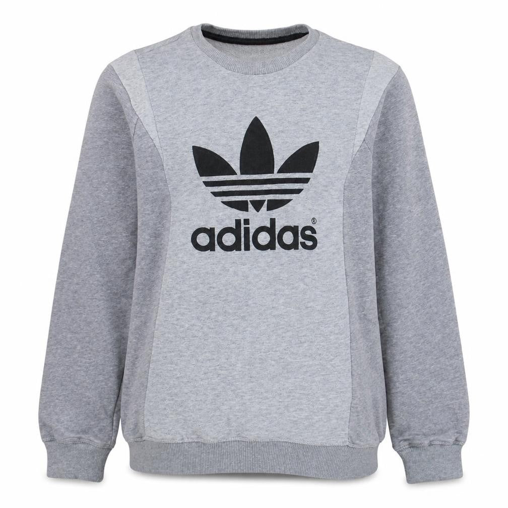 Front view of Adidas Women's Grey Crew Neck Sweatshirt, size S, Logo Pullover