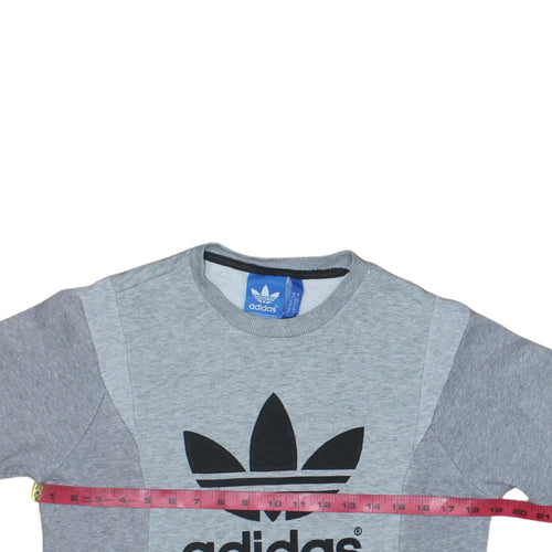Adidas Women's Grey Crew Neck Sweatshirt Size S Logo Pullover