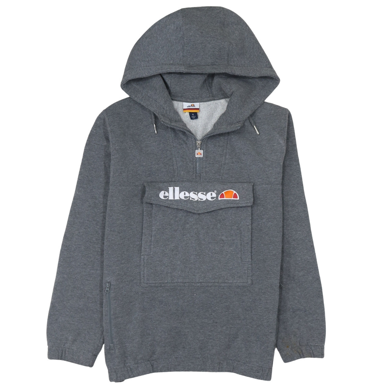 Ellesse Women Grey 1/4 Zip Hooded Pullover Sweatshirt Size 6