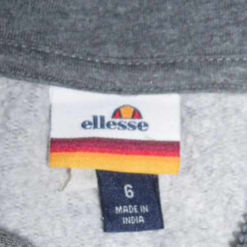 Ellesse Women Grey 1/4 Zip Hooded Pullover Sweatshirt Size 6