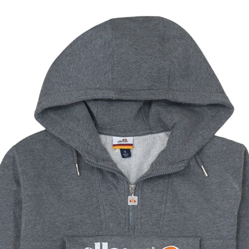 Ellesse Women Grey 1/4 Zip Hooded Pullover Sweatshirt Size 6