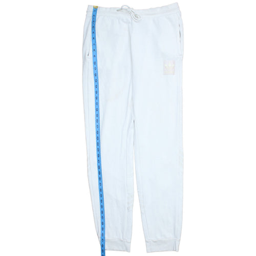 adidas Men’s White Sweatpants L Regular Fit Tapered Fleece Joggers