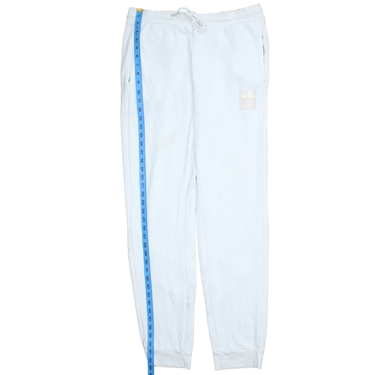adidas Men’s White Sweatpants L Regular Fit Tapered Fleece Joggers