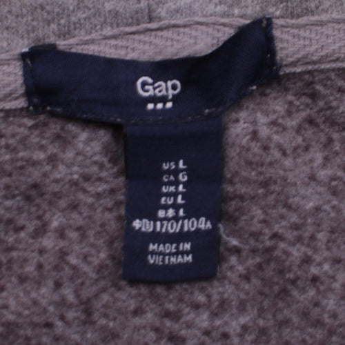 GAP Women Grey Full Zip Hoodie L Logo Cotton Blend Casual