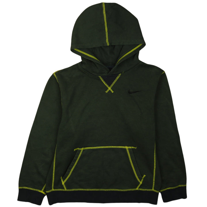 Nike Boys Green Pullover Hoodie L 12-13 Years Contrast Stitch Sweatshirt