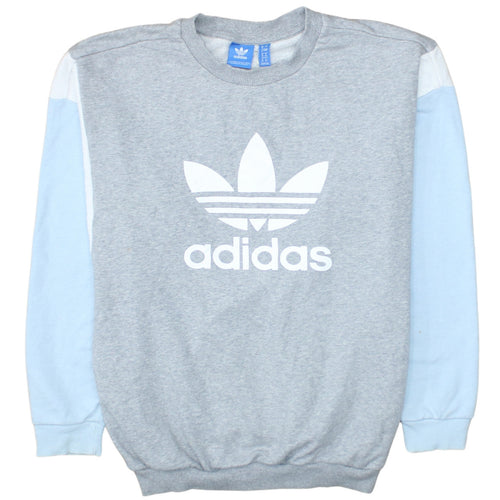 Adidas Women's Grey & Blue Crew Neck Sweatshirt Size 8 Classic Logo