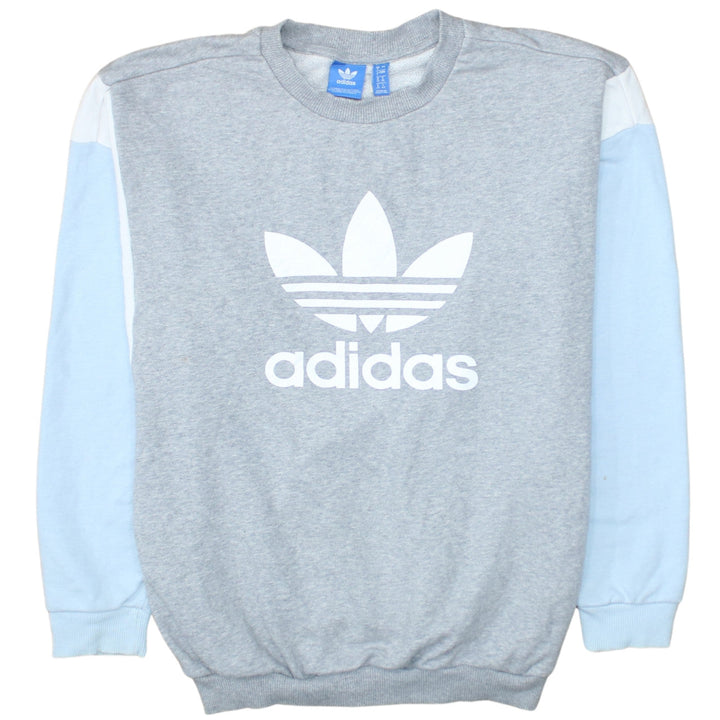 Adidas Women's Grey & Blue Crew Neck Sweatshirt Size 8 Classic Logo