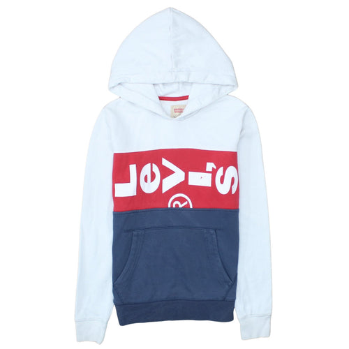 Levi's Boys White Red Blue Hoodie Size 14 Years Cotton Blend Pullover