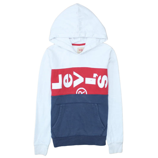 Levi's Boys White Red Blue Hoodie Size 14 Years Cotton Blend Pullover