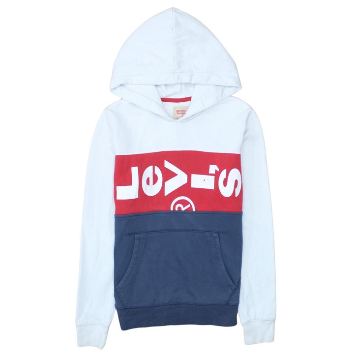 Levi's Boys White Red Blue Hoodie Size 14 Years Cotton Blend Pullover