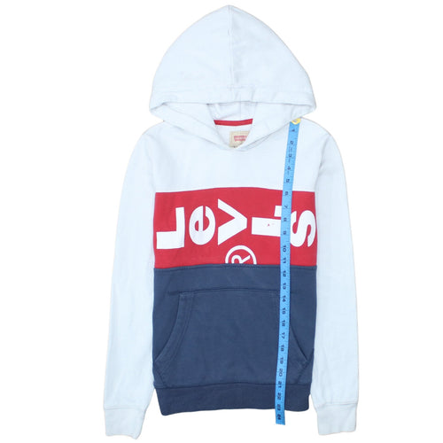 Levi's Boys White Red Blue Hoodie Size 14 Years Cotton Blend Pullover