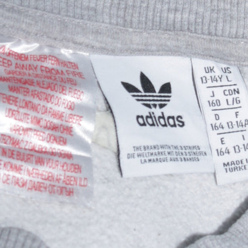 Adidas Boys Grey Crew Neck Pullover Sweatshirt 13-14 Years