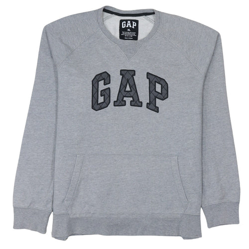 GAP Men's Grey XL Pullover Sweatshirt with Quilted Logo