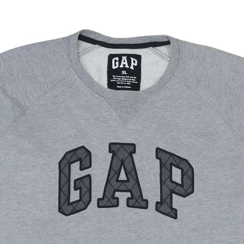GAP Men's Grey XL Pullover Sweatshirt with Quilted Logo