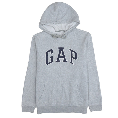 GAP Womens Grey Pullover Hoodie Small Cotton Blend Logo Sweatshirt