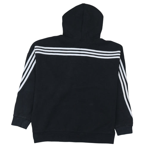 Adidas Women Black L Pullover Hoodie Sweatshirt with Stripes