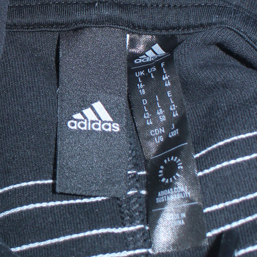 Adidas Women Black L Pullover Hoodie Sweatshirt with Stripes