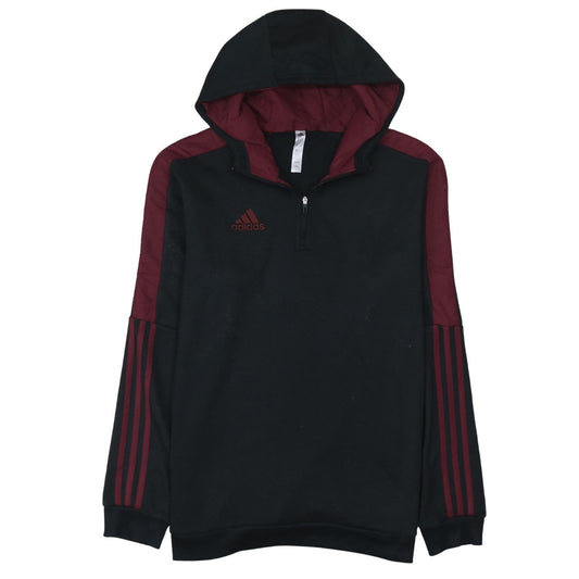 Adidas Men's Black & Burgundy 1/4 Zip Hoodie Size M Sportswear