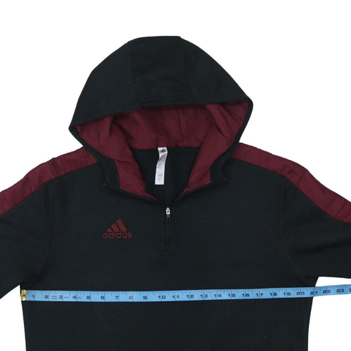 Adidas Men's Black & Burgundy 1/4 Zip Hoodie Size M Sportswear