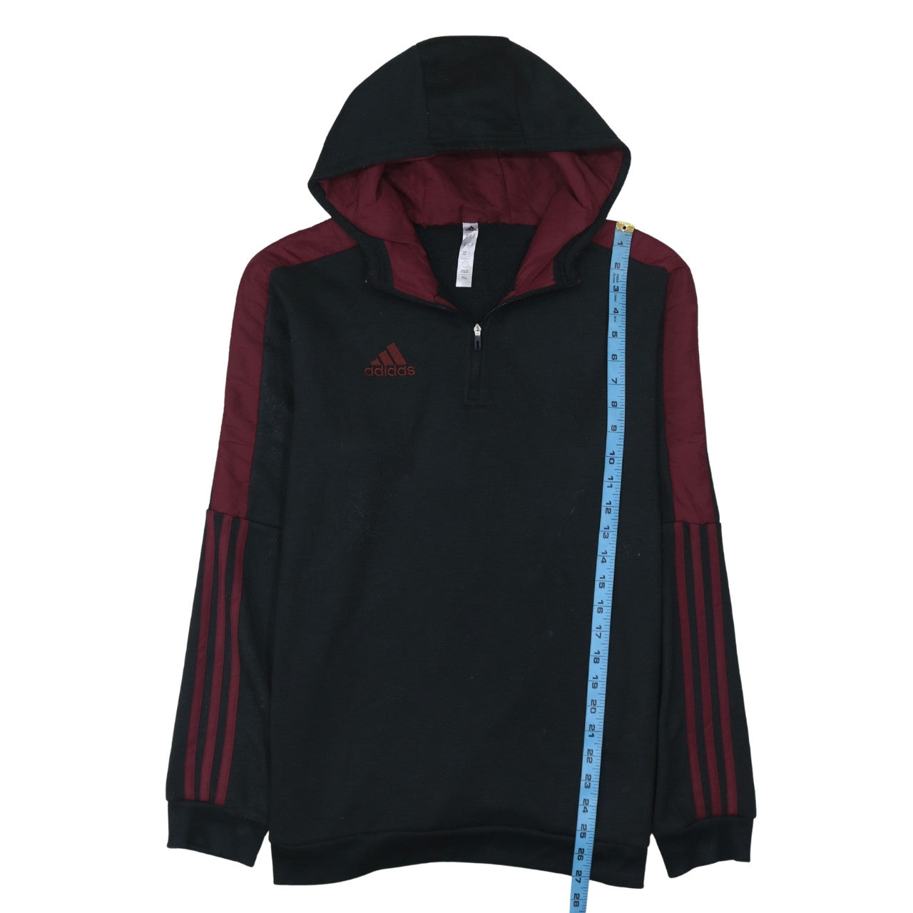 Adidas Men's Black & Burgundy 1/4 Zip Hoodie Size M Sportswear