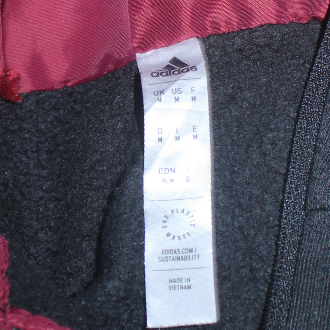 Adidas Men's Black & Burgundy 1/4 Zip Hoodie Size M Sportswear