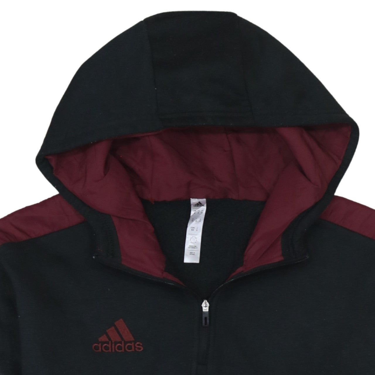 Adidas Men's Black & Burgundy 1/4 Zip Hoodie Size M Sportswear