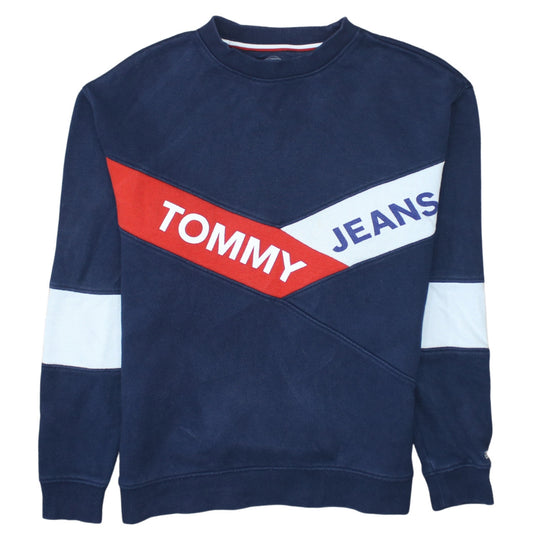 Tommy Jeans Men's Blue Pullover Sweatshirt Size S Logo Retro Style