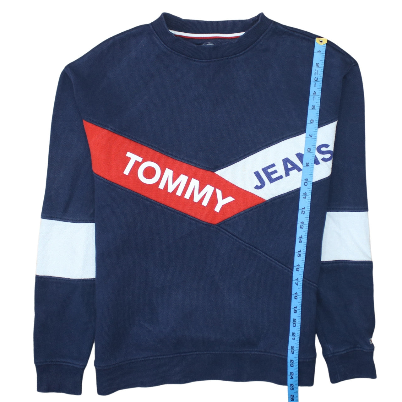 Tommy Jeans Men's Blue Pullover Sweatshirt Size S Logo Retro Style