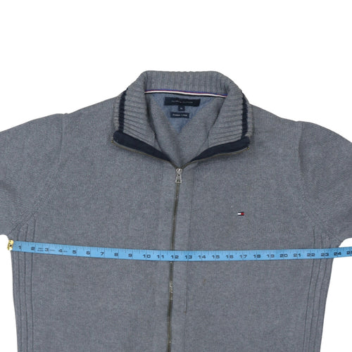 Tommy Hilfiger Men's Grey XL Full Zip Cotton Jumper