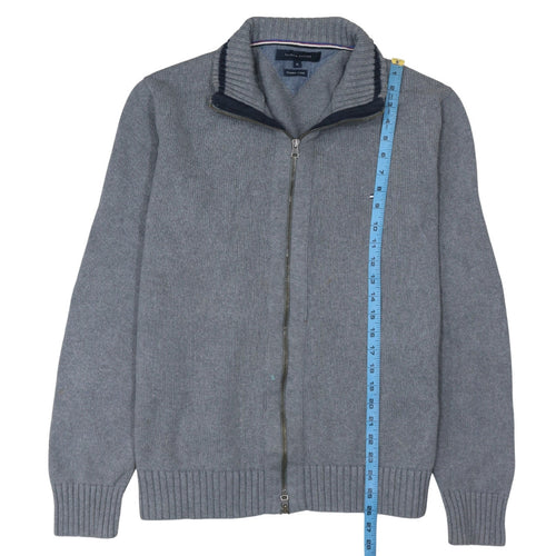 Tommy Hilfiger Men's Grey XL Full Zip Cotton Jumper
