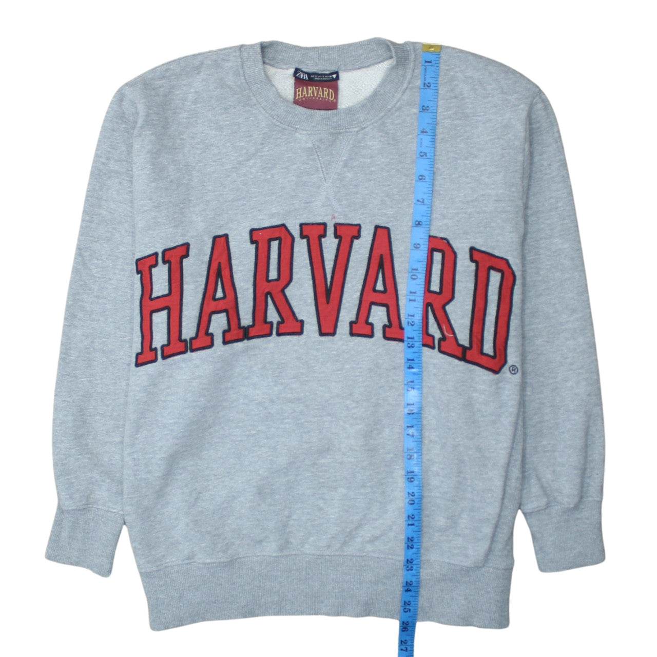 Zara Women Grey Harvard Sweatshirt Small Cotton Relaxed Fit