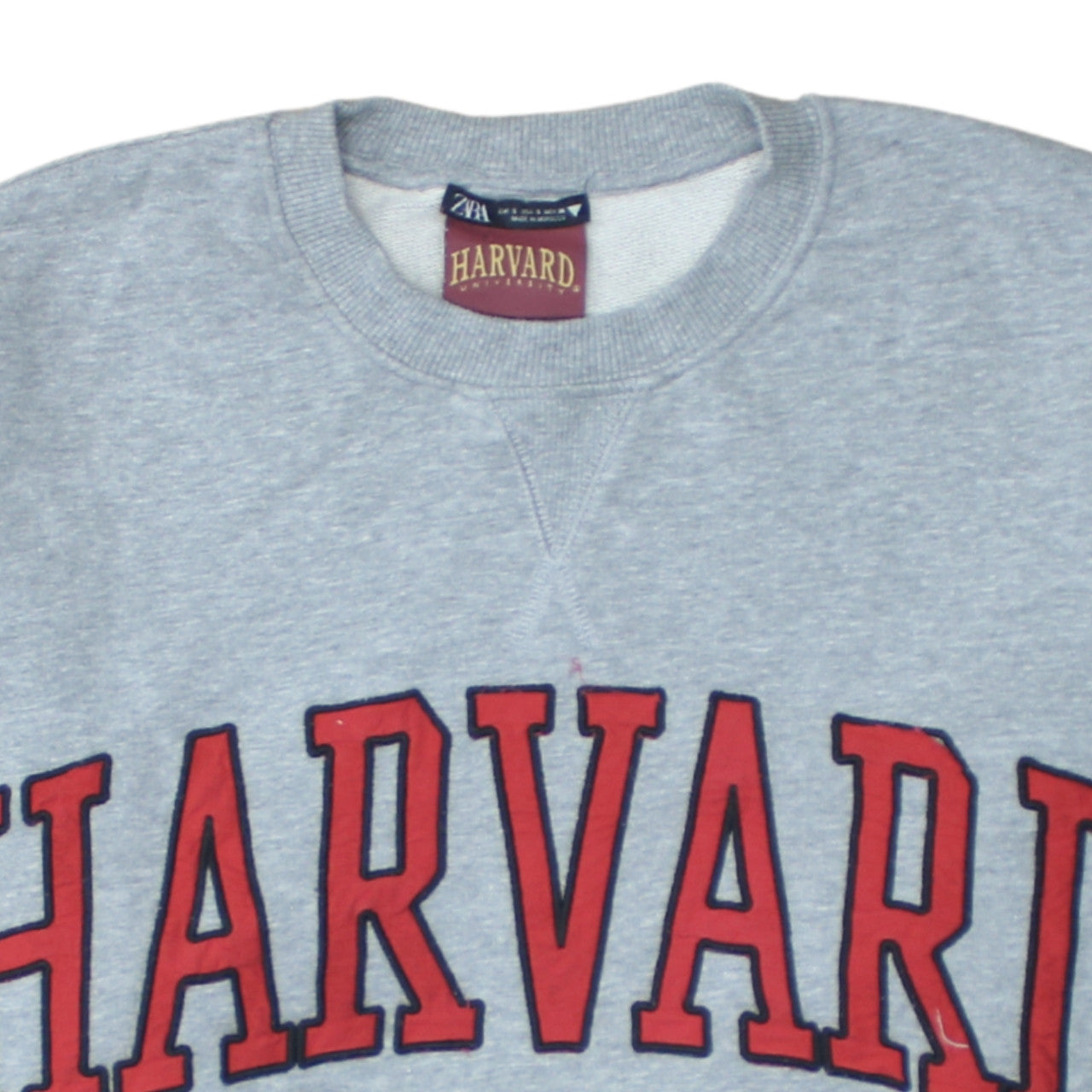 Zara Women Grey Harvard Sweatshirt Small Cotton Relaxed Fit