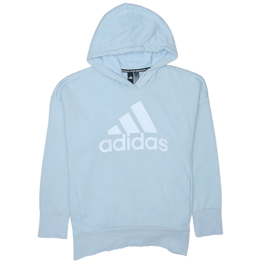 Adidas Womens Light Blue Hoodie Medium Pullover Cotton Blend Logo Sweatshirt