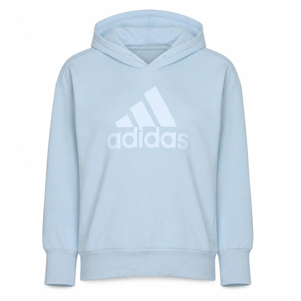 Front view of Adidas women’s light blue hoodie medium pullover cotton blend logo sweatshirt