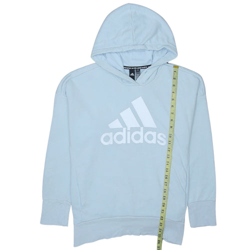 Adidas Womens Light Blue Hoodie Medium Pullover Cotton Blend Logo Sweatshirt